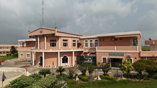 The main school building and gardens