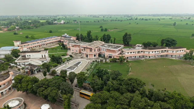 Aerial overview of the school campus