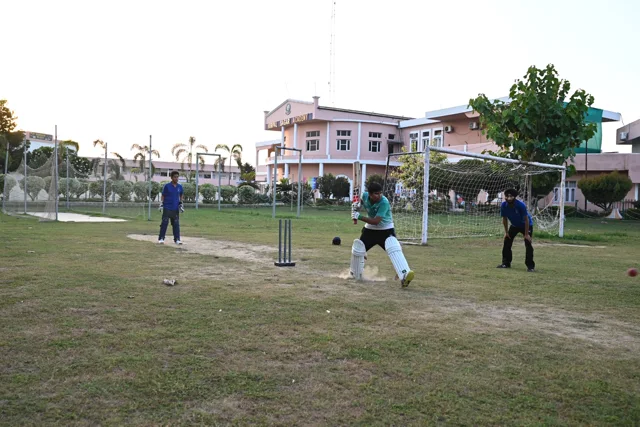 Batting practice on the school cricket ground