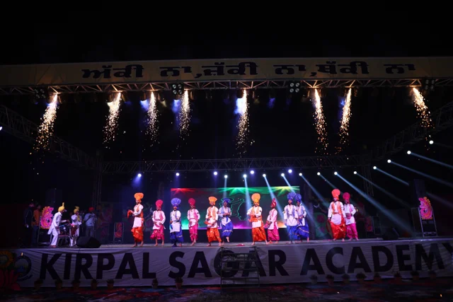 The stage illuminated during the closing celebration