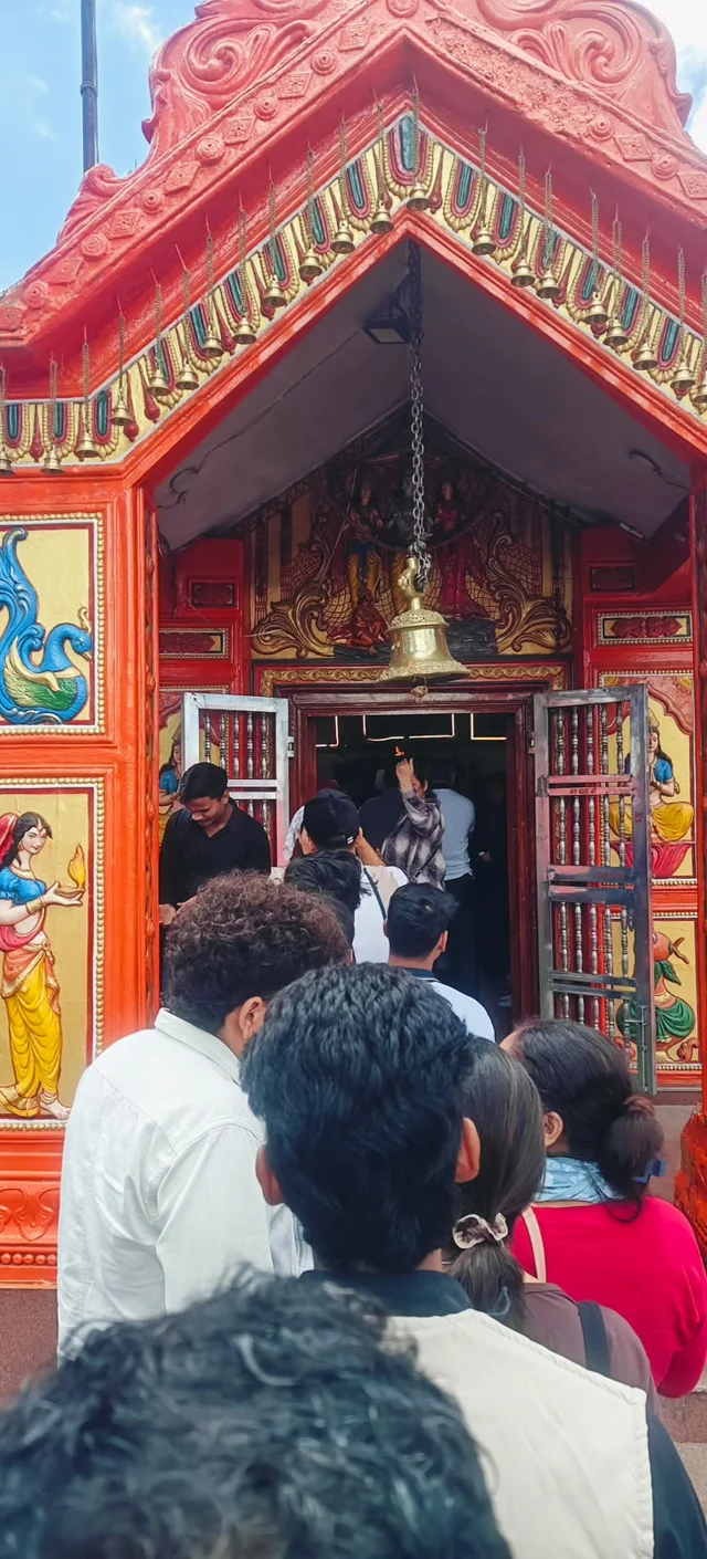 Visitors entering a temple during the trip